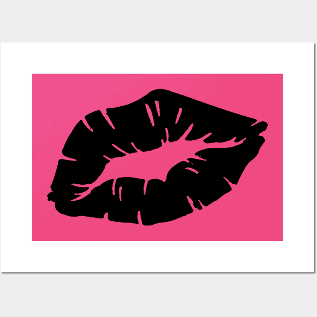 Beautiful Black Lipstick Kiss Isolated Wall Art by taiche